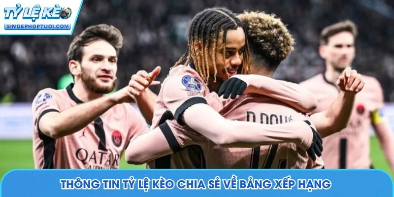 Thông tin Tỷ Lệ Kèo chia sẻ về bảng xếp hạng